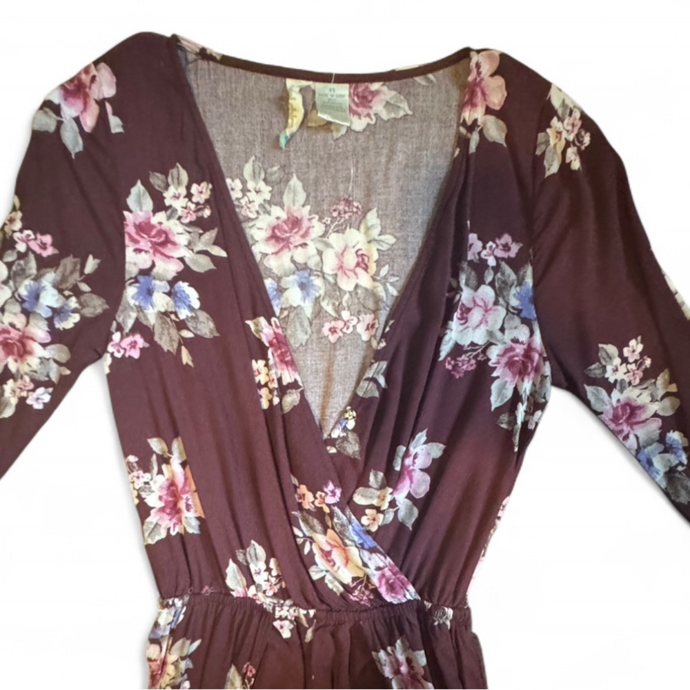 Floral Romper/ Dress - Burgundy - Picture 4 of 4